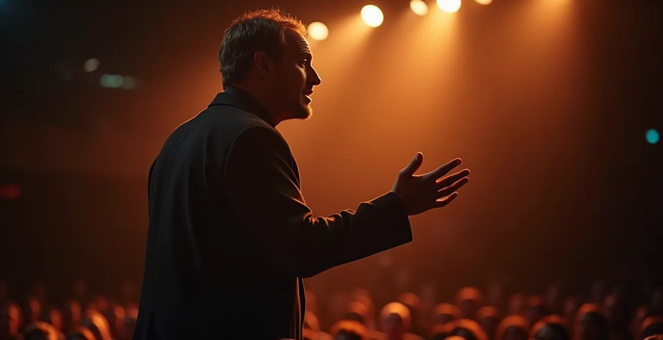 Artiste sur scène établissant une connexion émotionnelle avec son public