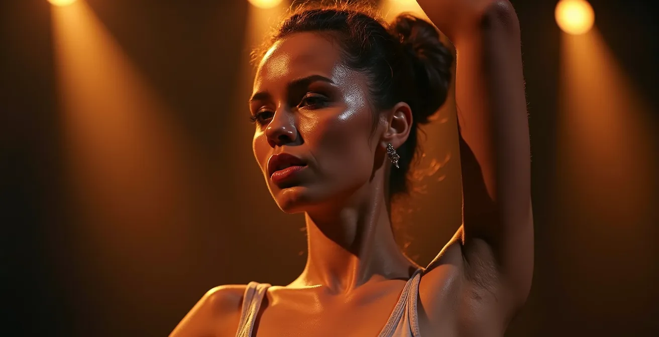 Visage expressif d'un danseur en pleine performance émotionnelle